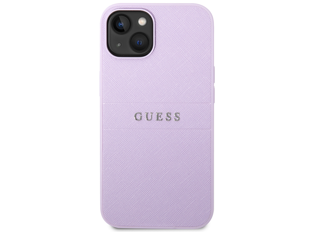 Guess Saffiano Strap Case Paars - iPhone 14 Plus/15 Plus hoesje