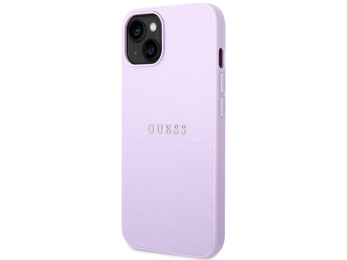 Guess Saffiano Strap Case Paars - iPhone 14 Plus/15 Plus hoesje