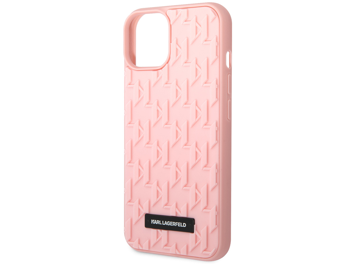 Karl Lagerfeld 3D Monogram Case Roze - iPhone 14 Plus hoesje