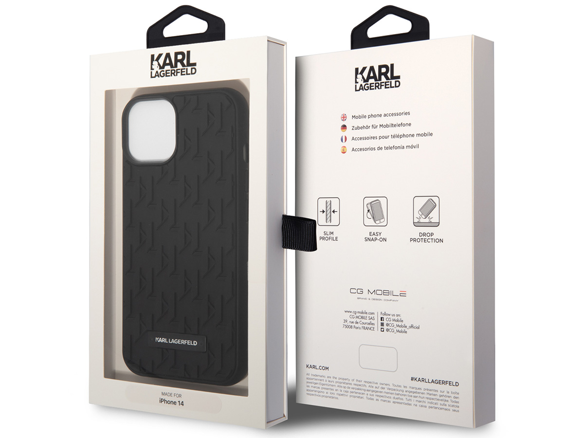 Karl Lagerfeld 3D Monogram Case Zwart - iPhone 14 Plus/15 Plus hoesje