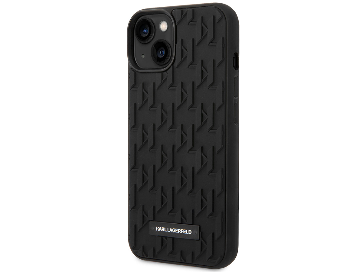 Karl Lagerfeld 3D Monogram Case Zwart - iPhone 14 Plus/15 Plus hoesje