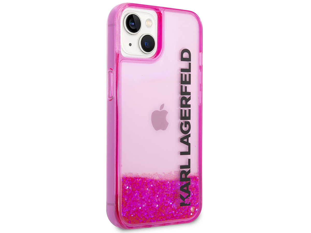 Karl Lagerfeld Liquid Glitter Case Roze - iPhone 14 Plus/15 Plus hoesje