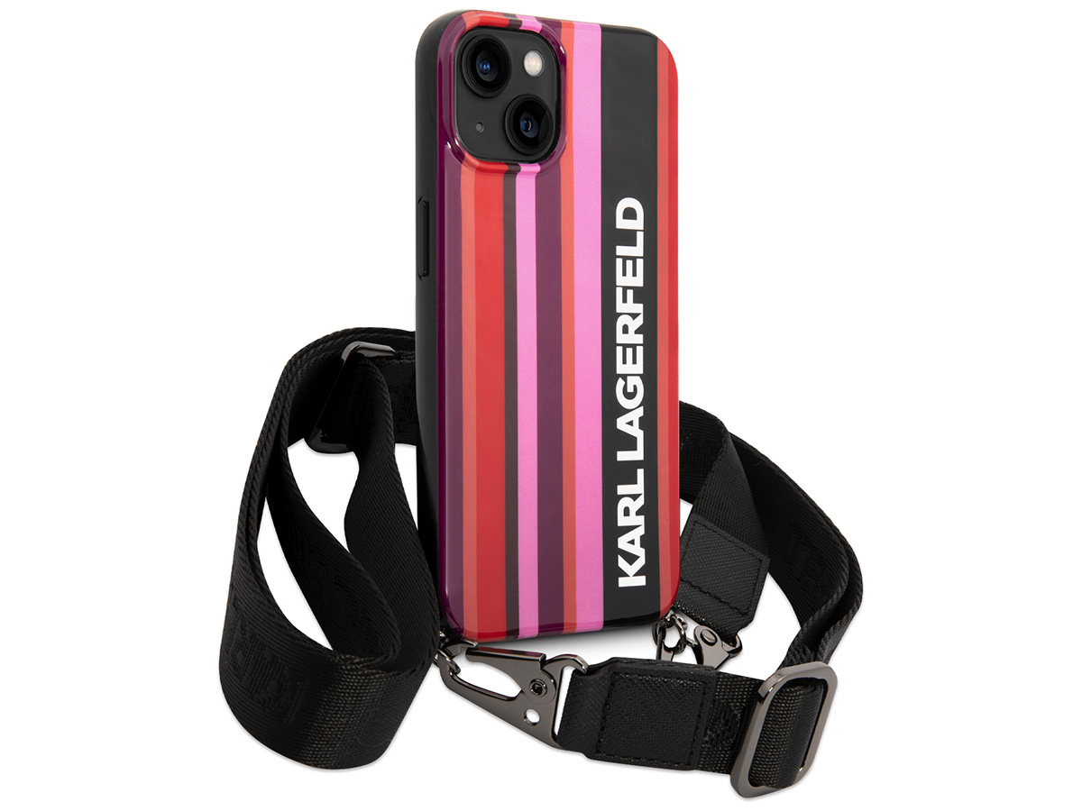 Karl Lagerfeld Striped Necklace Case - iPhone 14 Plus/15 Plus Koord hoesje