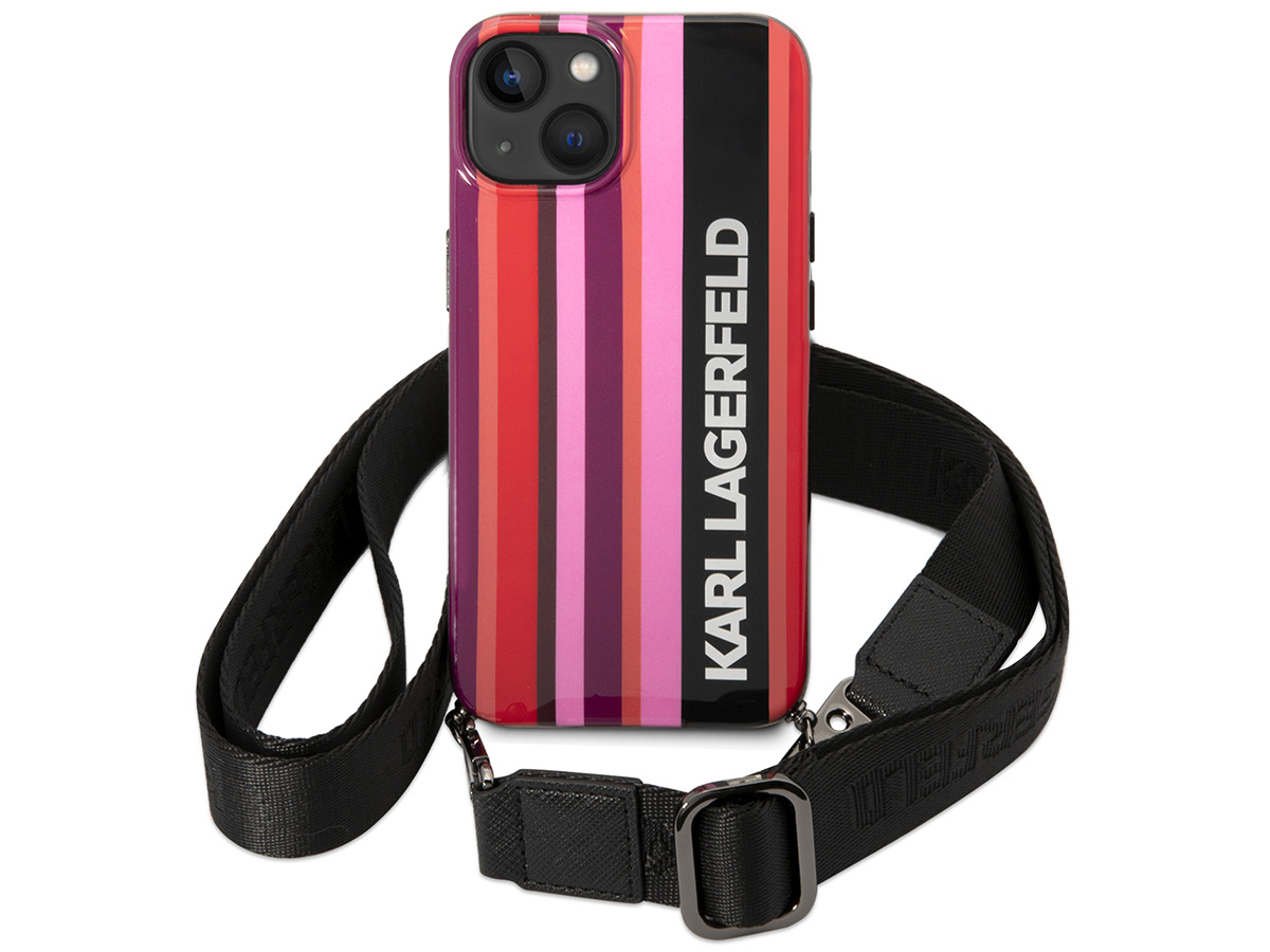 Karl Lagerfeld Striped Necklace Case - iPhone 14 Plus/15 Plus Koord hoesje