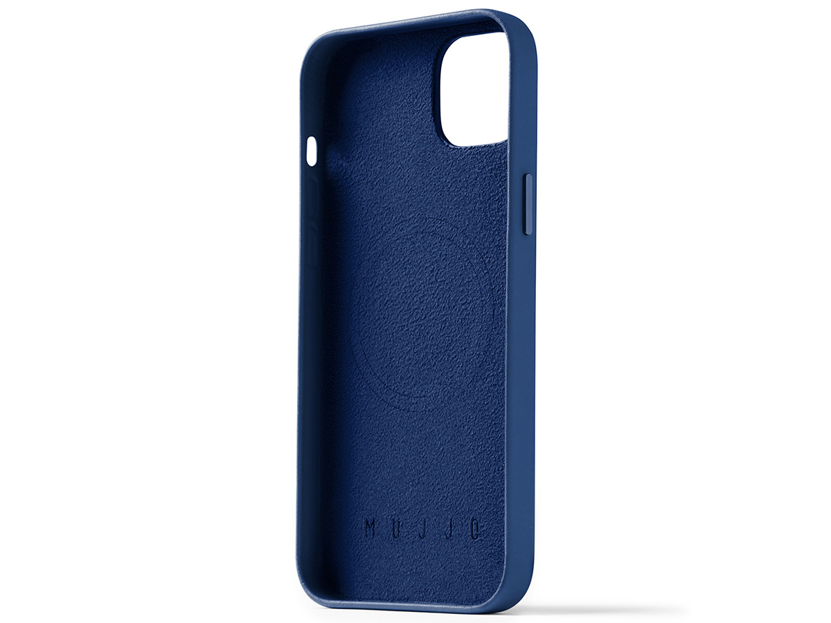 Mujjo Full Leather Case MagSafe Blue - iPhone 14 Plus/15 Plus Hoesje Leer