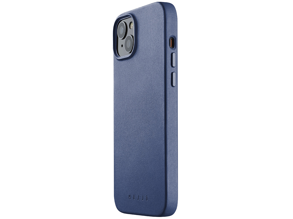 Mujjo Full Leather Case MagSafe Blue - iPhone 14 Plus/15 Plus Hoesje Leer