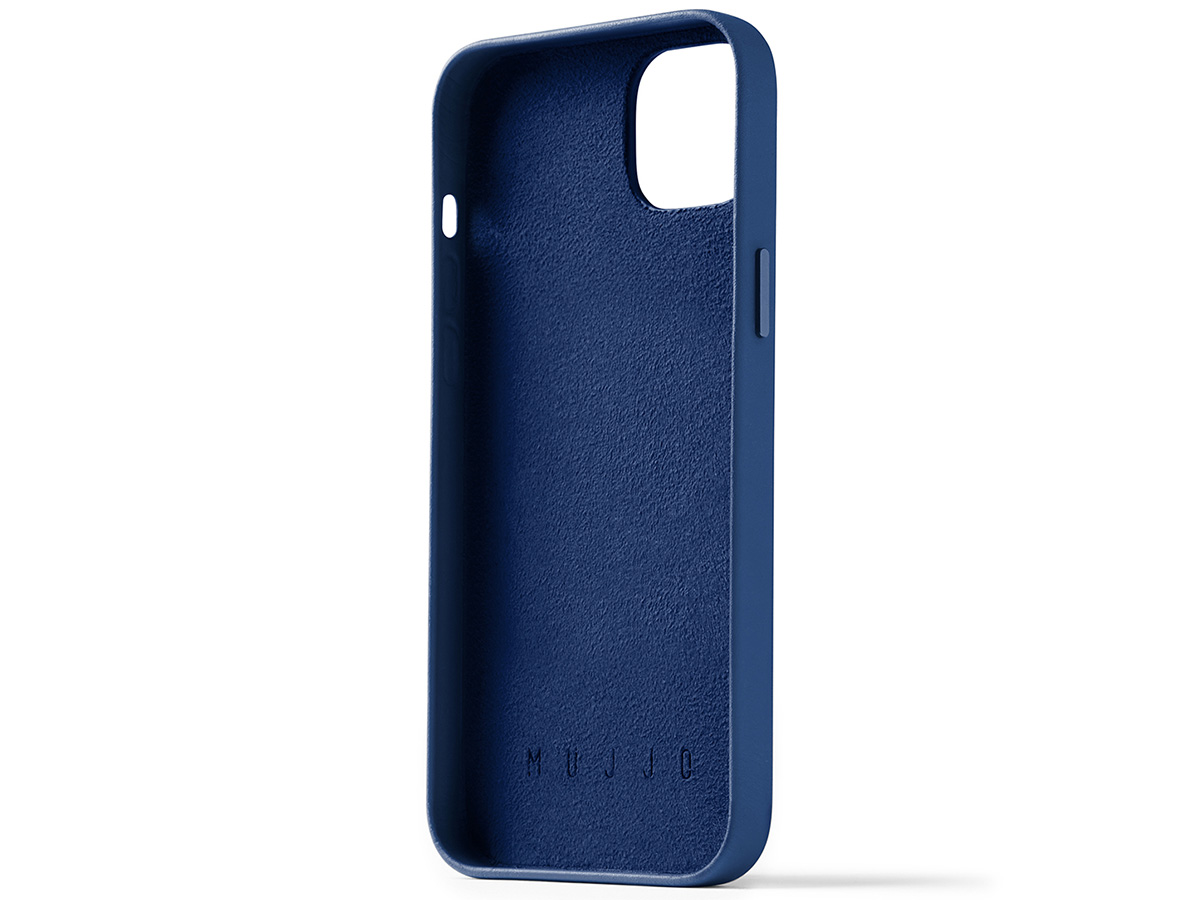 Mujjo Full Leather Wallet Case Blue - iPhone 14 Plus/15 Plus Hoesje Leer