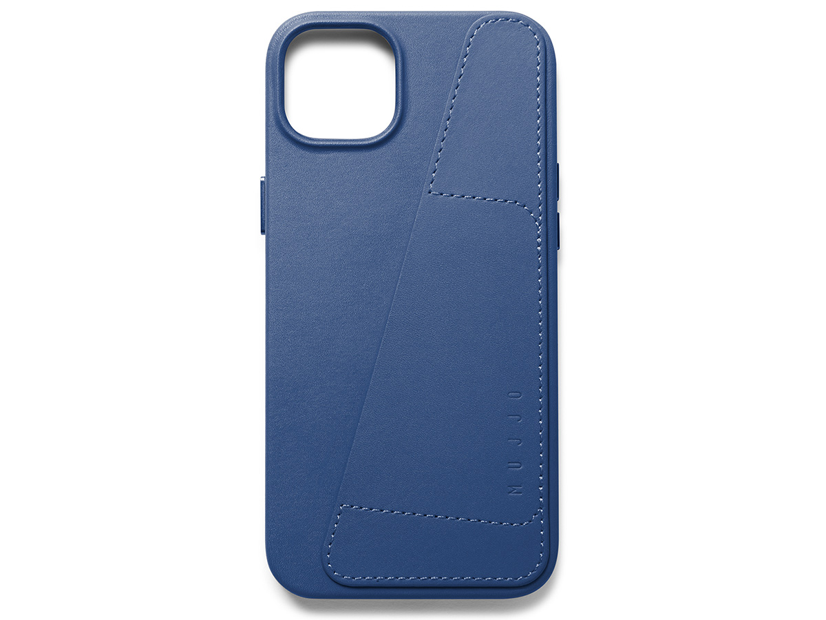 Mujjo Full Leather Wallet Case Blue - iPhone 14 Plus/15 Plus Hoesje Leer