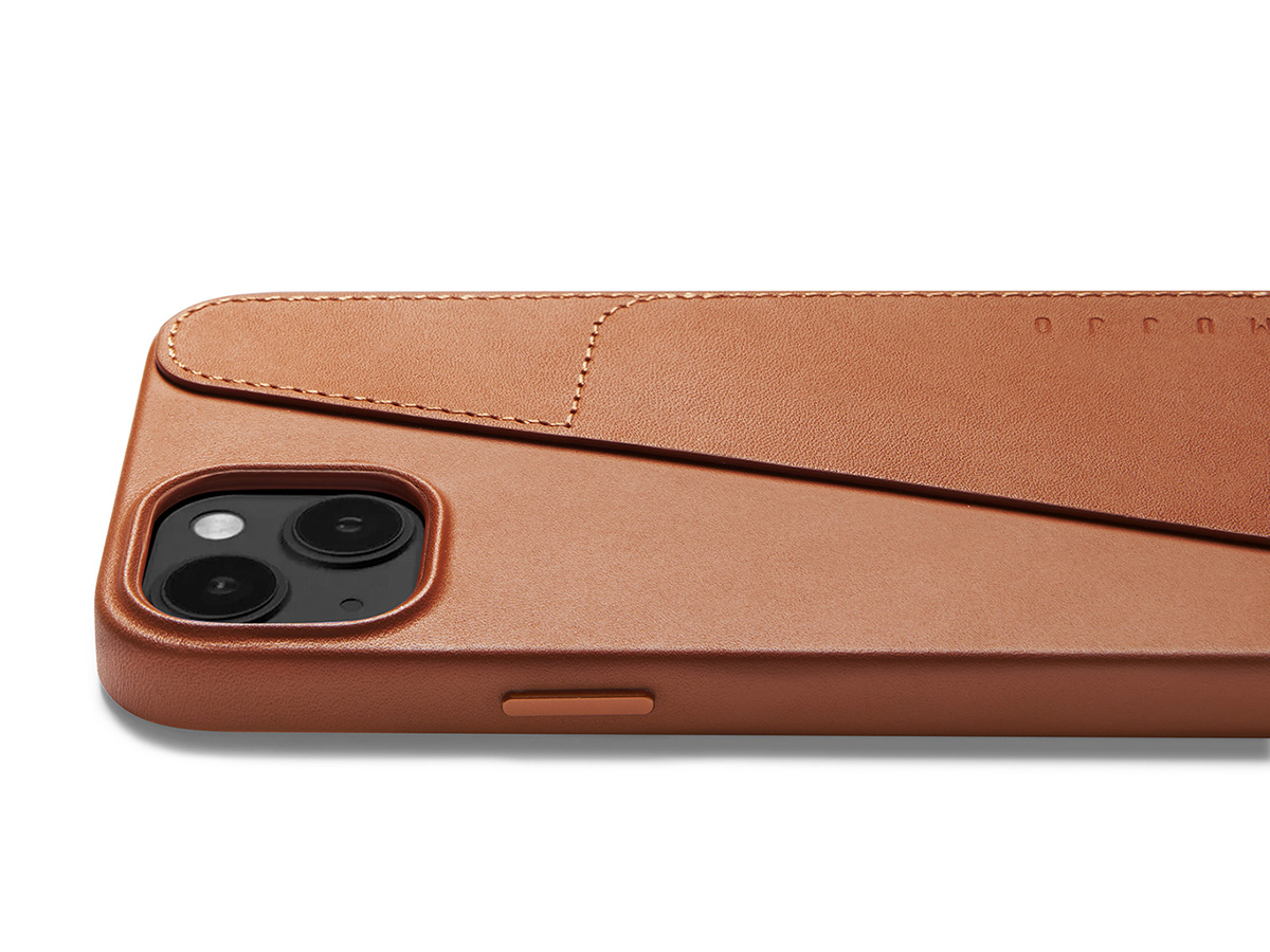 Mujjo Full Leather Wallet Case Tan - iPhone 14 Plus/15 Plus Hoesje Leer