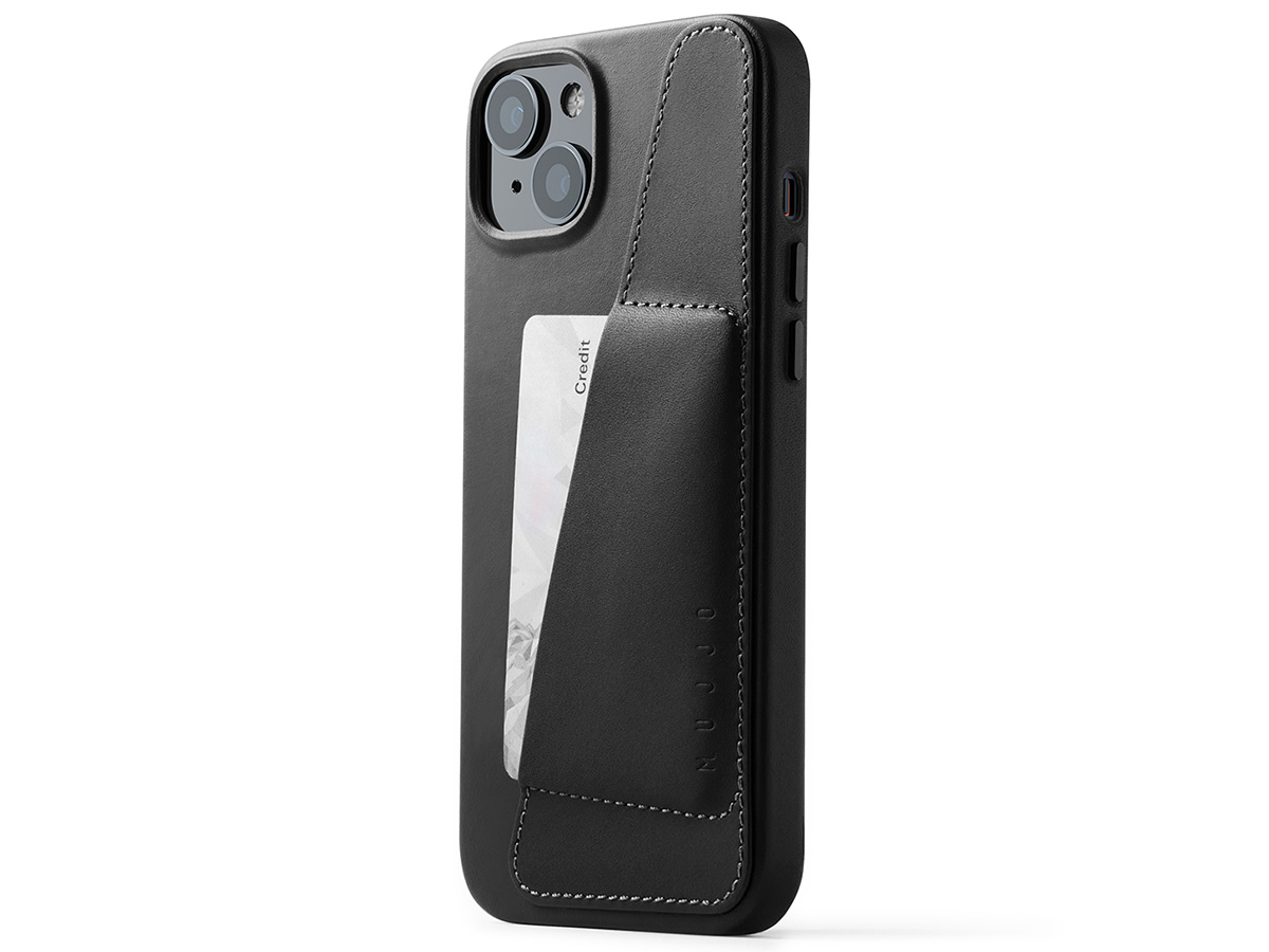 Mujjo Full Leather Wallet Case Black - iPhone 14 Plus/15 Plus Hoesje Leer