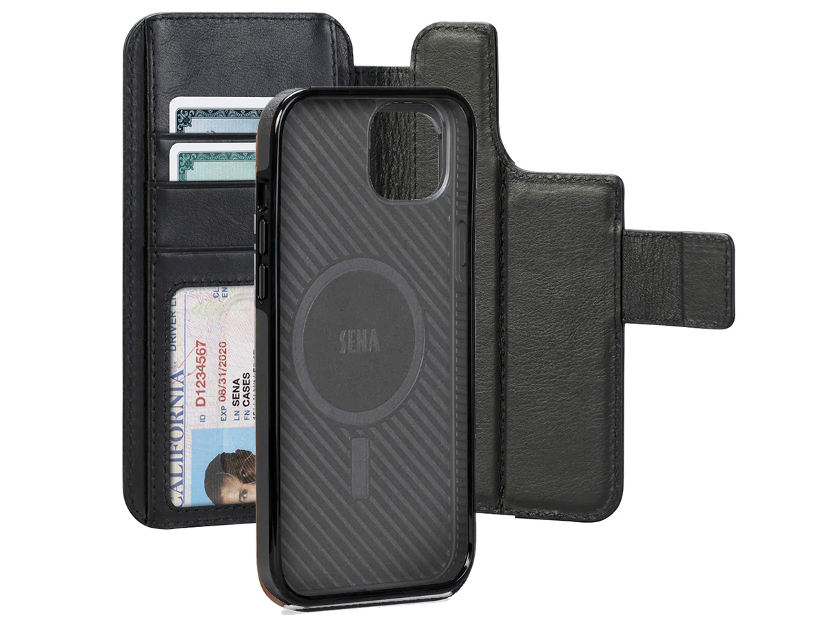 Sena 2in1 WalletBook Case Zwart - iPhone 14 Plus Hoesje Leer