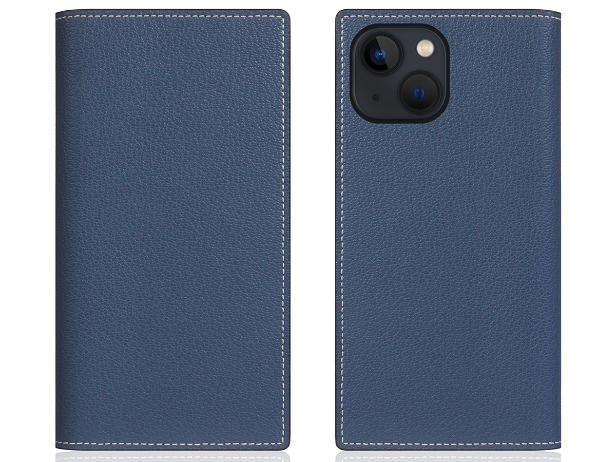 SLG Design D6 Leather Diary Case Blauw - iPhone 14 Plus hoesje Leer