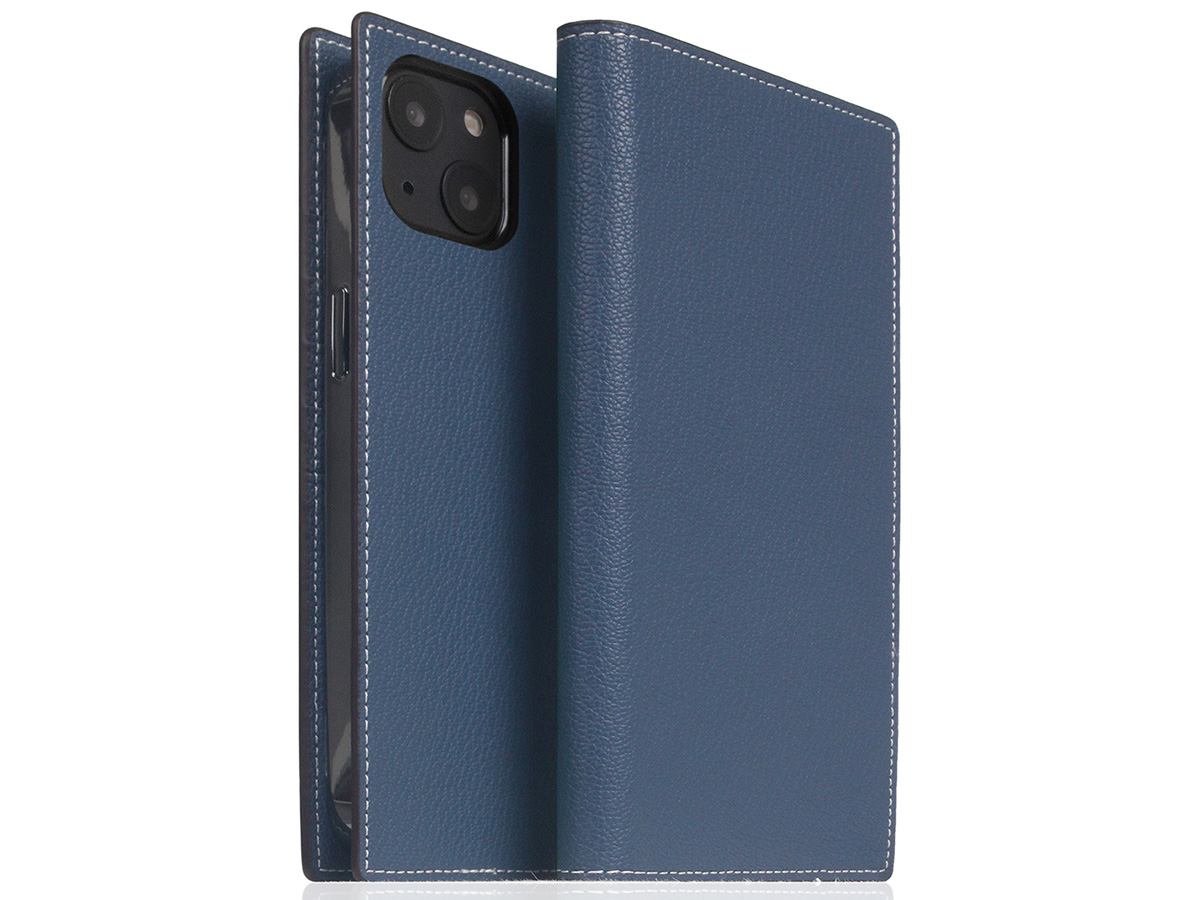 SLG Design D6 Leather Diary Case Blauw - iPhone 14 Plus hoesje Leer