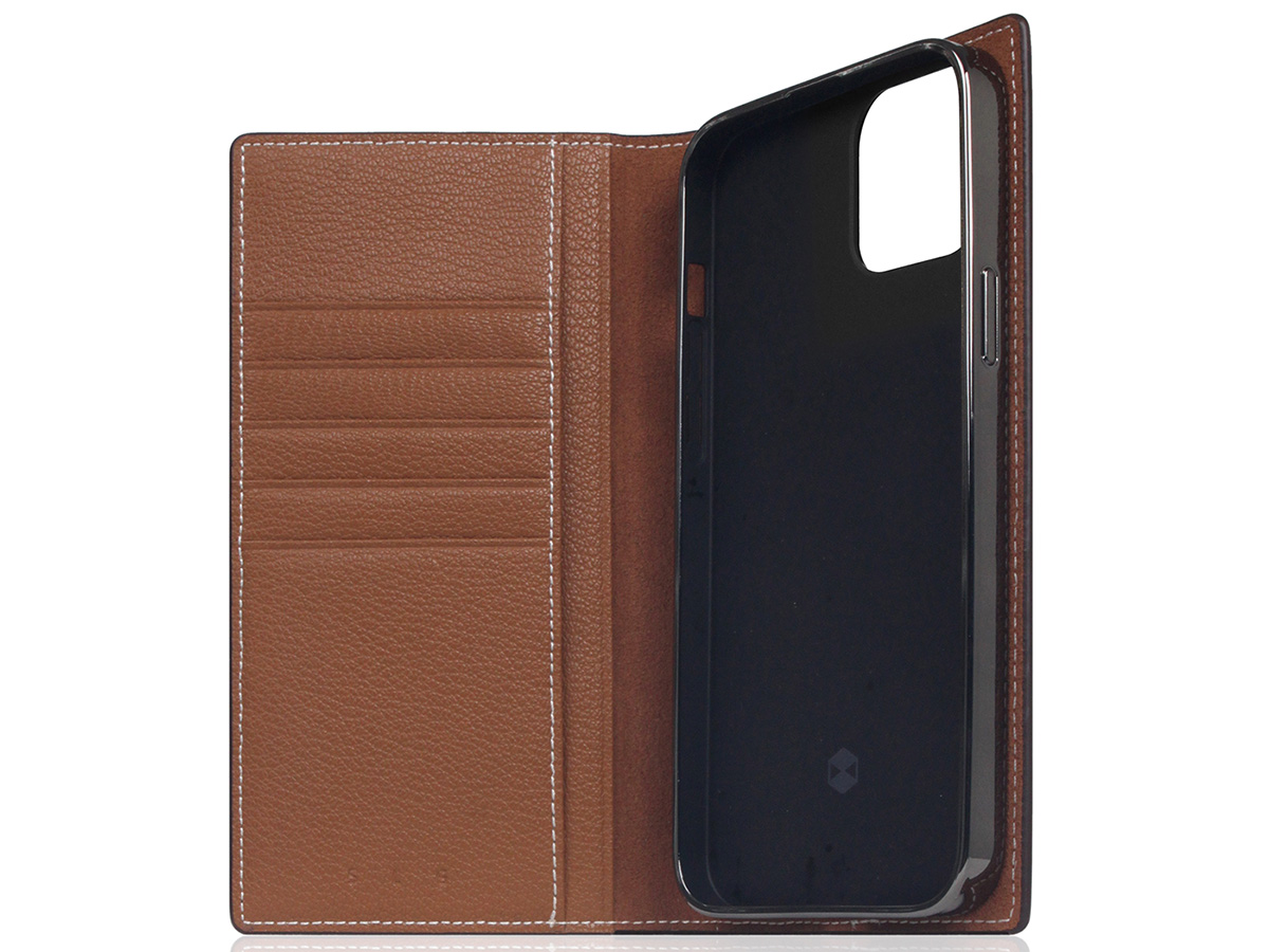 SLG Design D6 Leather Diary Case Bruin - iPhone 14 Plus hoesje Leer