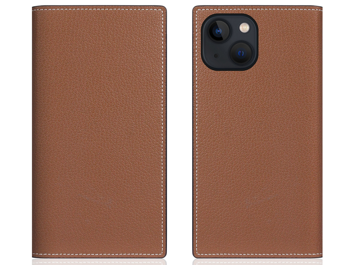 SLG Design D6 Leather Diary Case Bruin - iPhone 14 Plus hoesje Leer