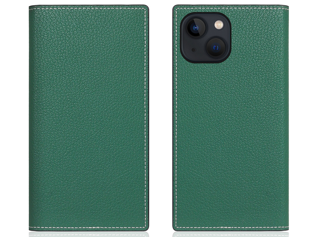 SLG Design D6 Leather Diary Case Groen - iPhone 14 Plus hoesje Leer