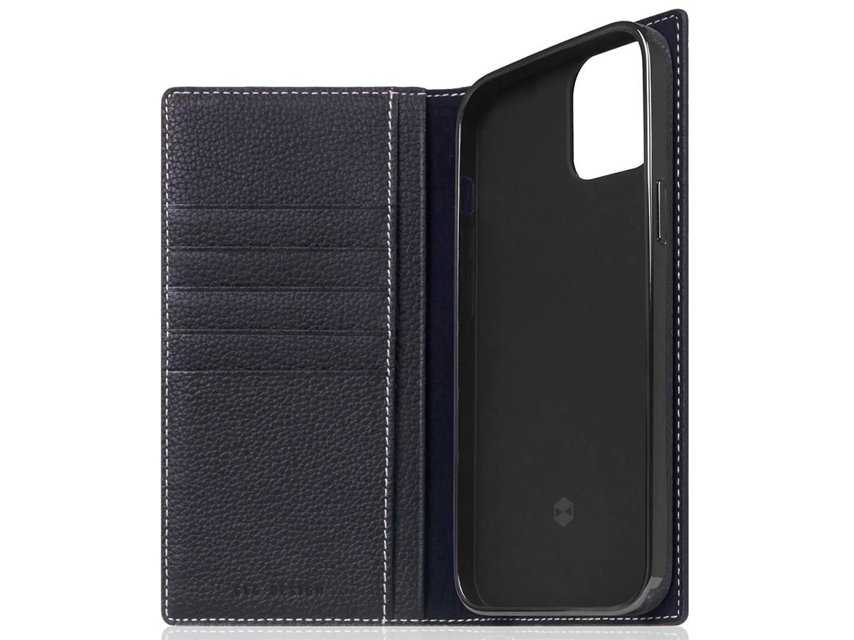 SLG Design D8 Folio Leer Black Blue - iPhone 14 Plus hoesje