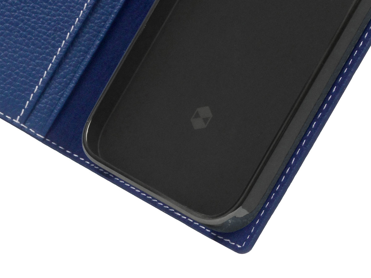 SLG Design D8 Folio Leer Navy Blue - iPhone 14 Plus hoesje
