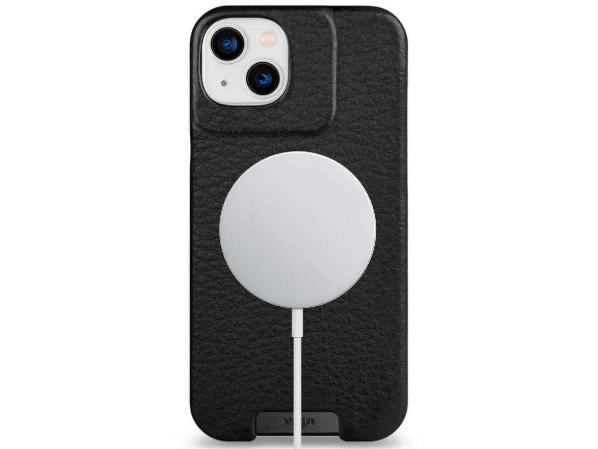 Vaja Grip Leather MagSafe Case Zwart - iPhone 14 Plus/15 Plus Hoesje Leer