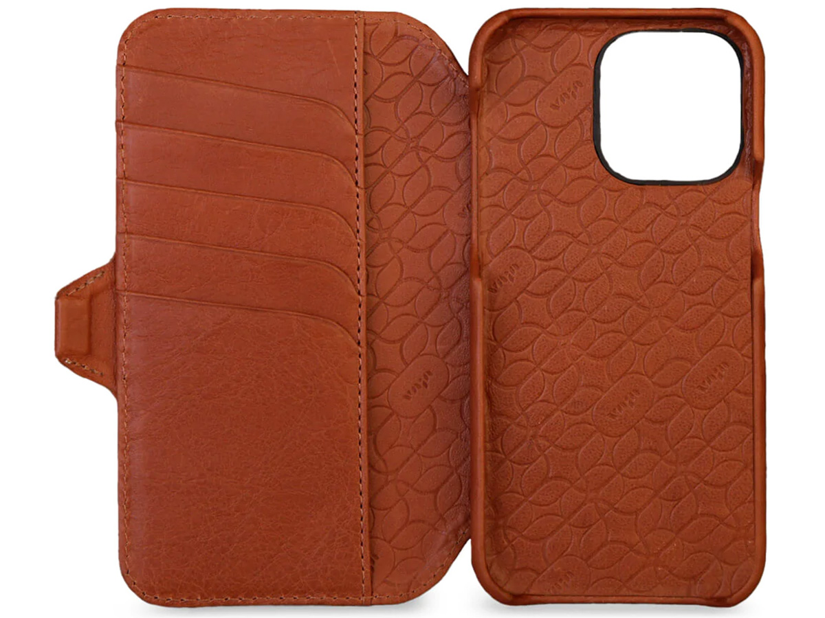 Vaja Wallet Leather Case MagSafe Cognac - iPhone 14 Plus/15 Plus Hoesje Leer