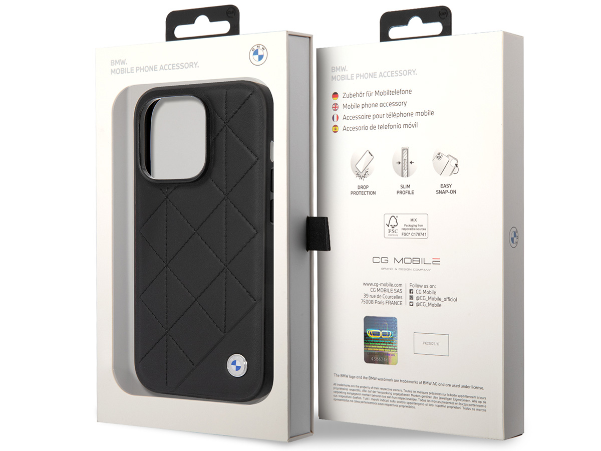 BMW Quilted Leather Seat Case - iPhone 14 Pro hoesje