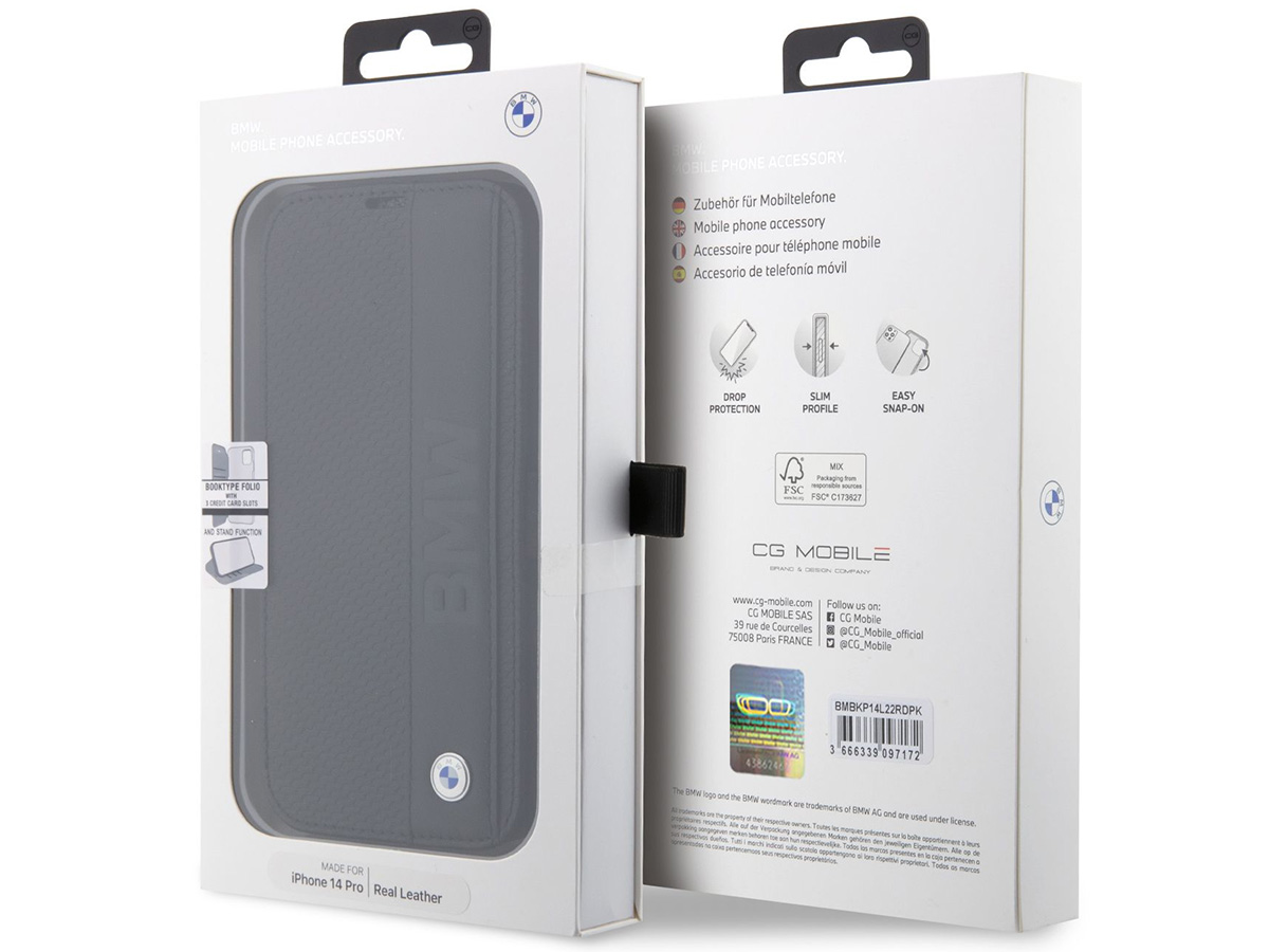 BMW Signature Leather Folio Case - iPhone 14 Pro Hoesje Leer