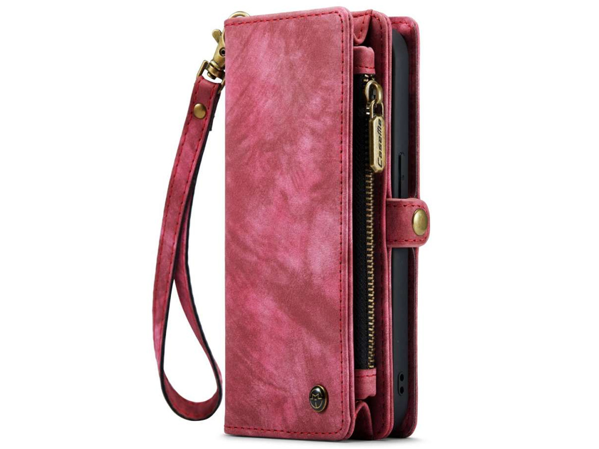 CaseMe 2in1 Wallet Case met Ritsvak Rood - iPhone 14 Pro Hoesje