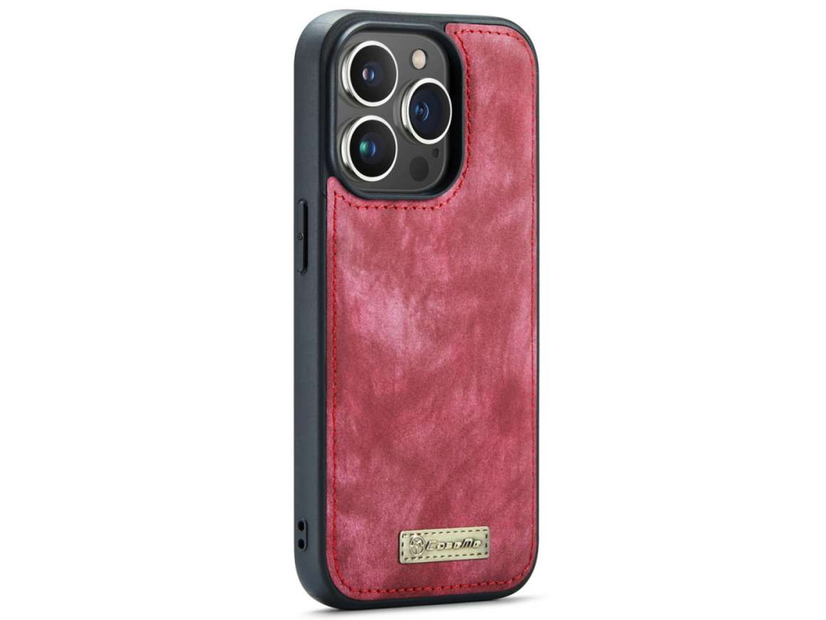 CaseMe 2in1 Wallet Case met Ritsvak Rood - iPhone 14 Pro Hoesje