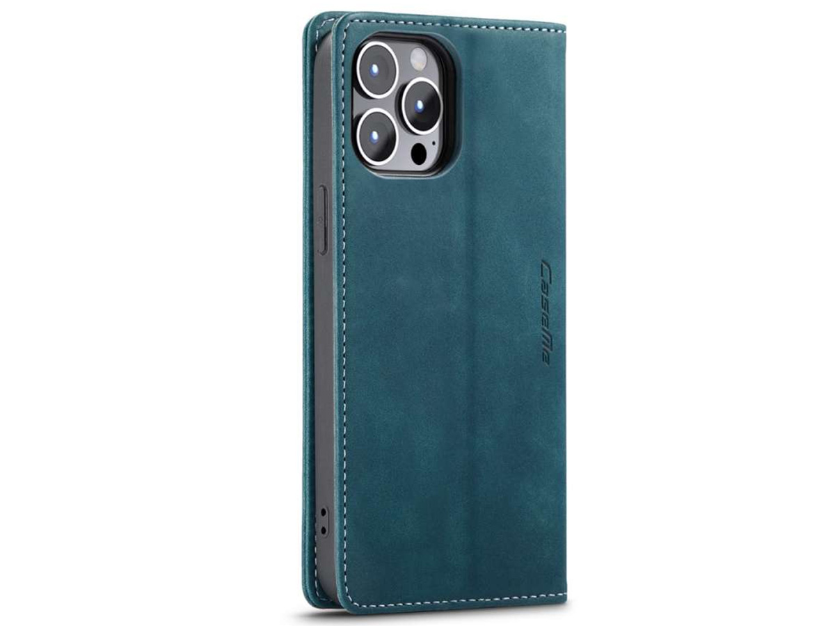 CaseMania Vintage Slim Bookcase Blauw - iPhone 14 Pro hoesje