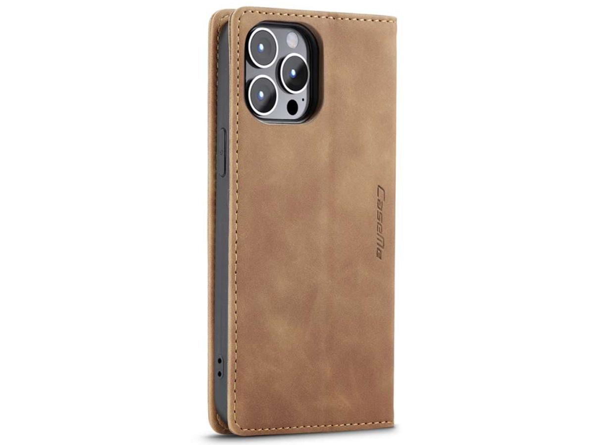 CaseMe Vintage Bookcase Tan Bruin - iPhone 14 Pro hoesje