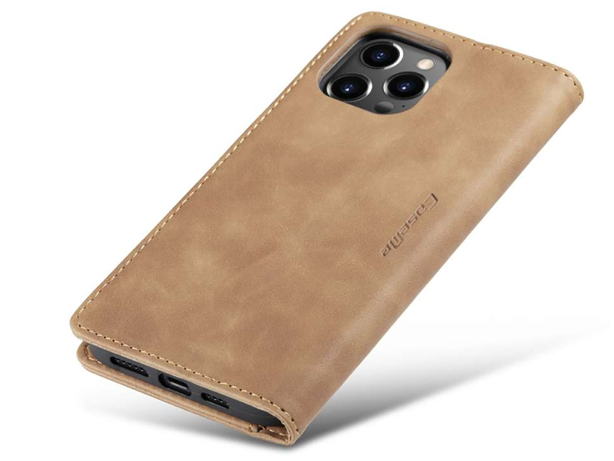 CaseMe Vintage Bookcase Tan Bruin - iPhone 14 Pro hoesje