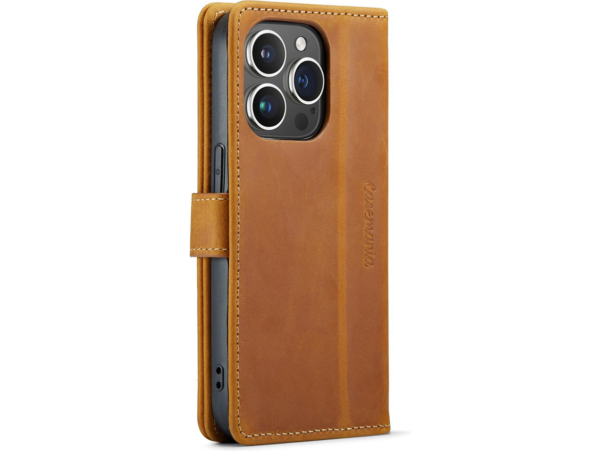 CaseMe Vintage Leather Case Cognac - iPhone 14 Pro hoesje