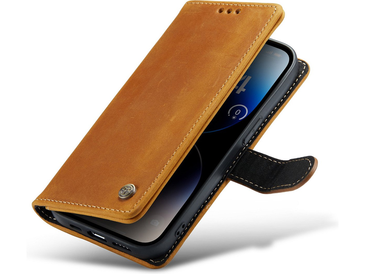 CaseMania Vintage Leather Case Cognac - iPhone 14 Pro hoesje