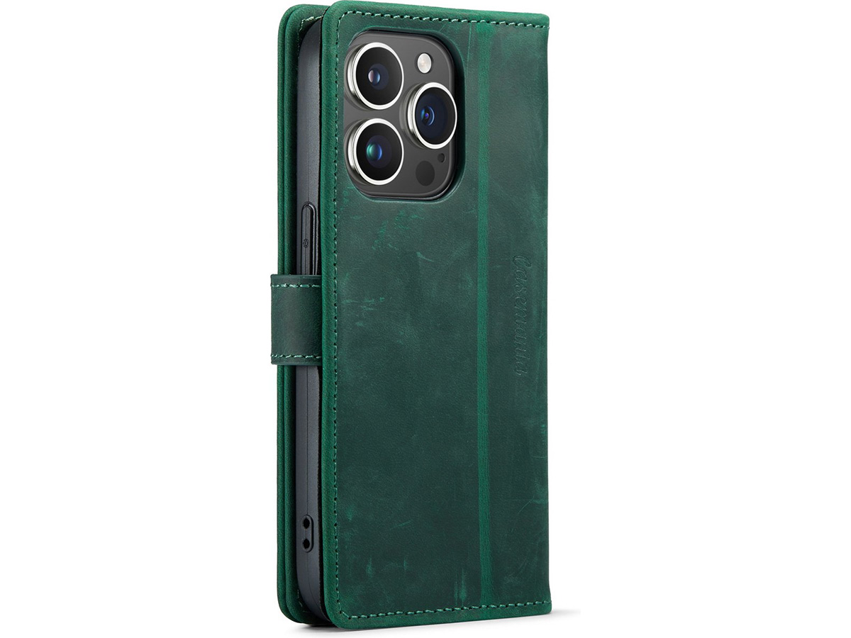 CaseMania Vintage Leather Case Groen - iPhone 14 Pro hoesje