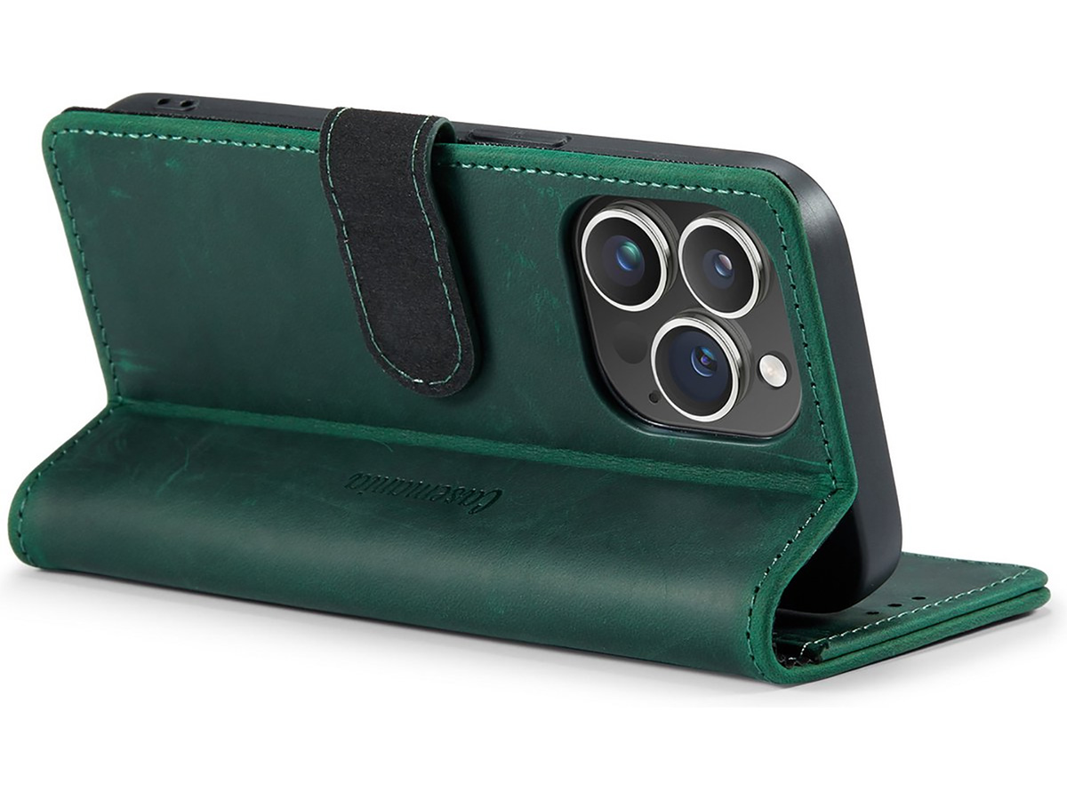 CaseMania Vintage Leather Case Groen - iPhone 14 Pro hoesje