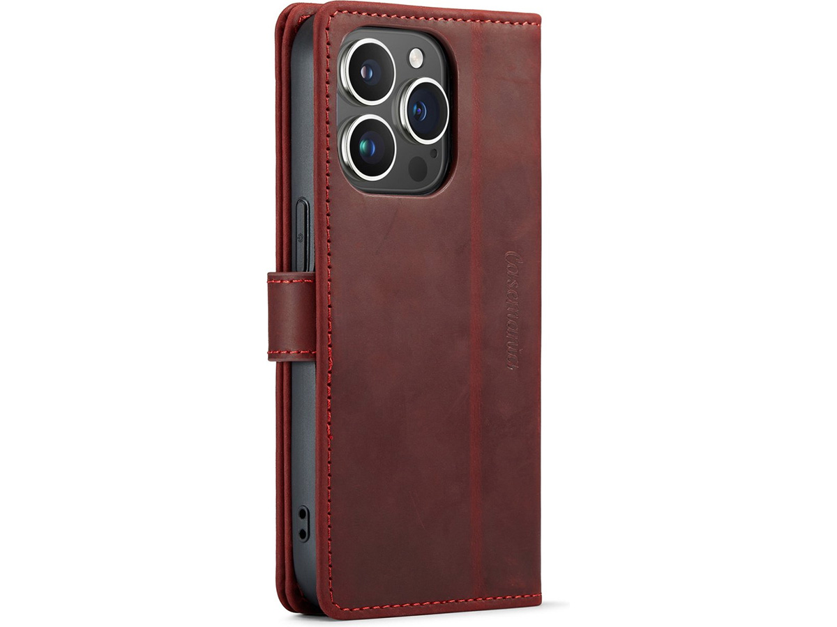 CaseMania Vintage Leather Case Rood - iPhone 14 Pro hoesje