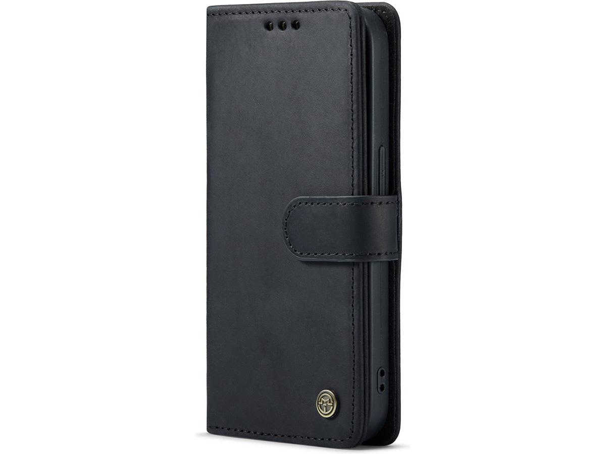 CaseMe Vintage Leather Case Zwart - iPhone 14 Pro hoesje