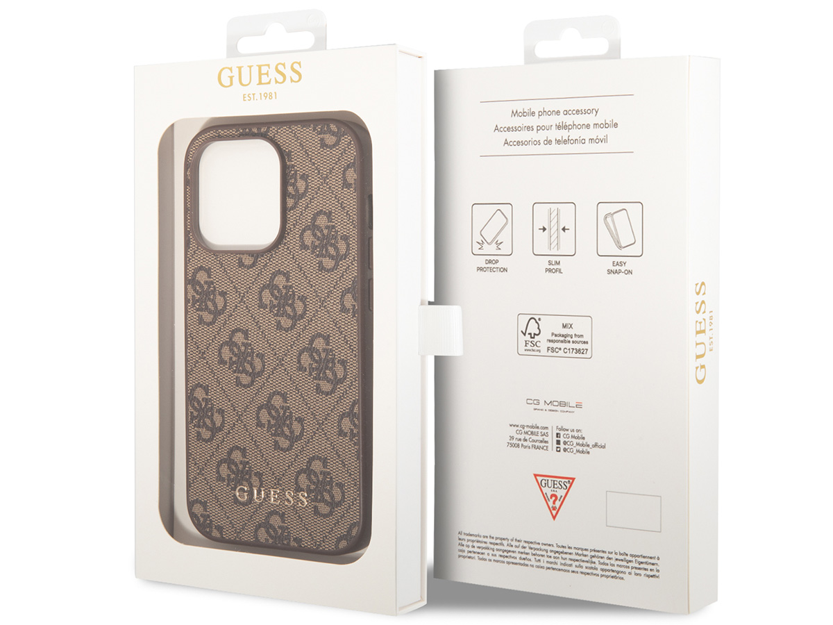 Guess 4G Monogram Case Bruin - iPhone 14 Pro hoesje