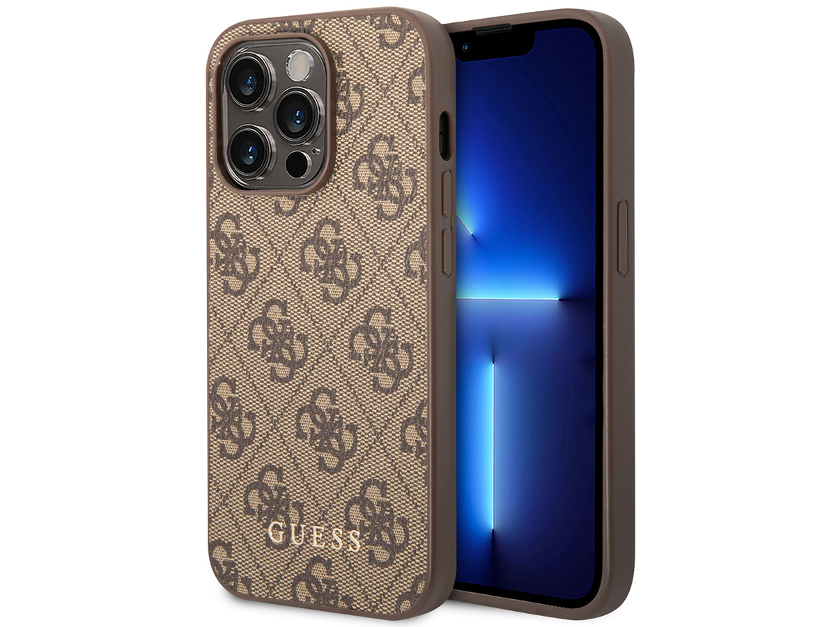 Guess 4G Monogram Case Bruin - iPhone 14 Pro hoesje