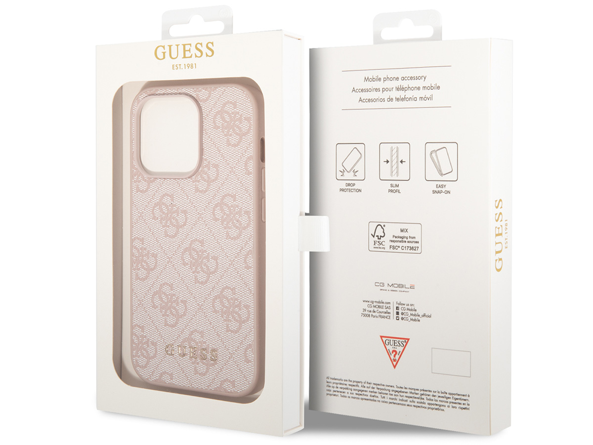 Guess 4G Monogram Case Roze - iPhone 14 Pro hoesje