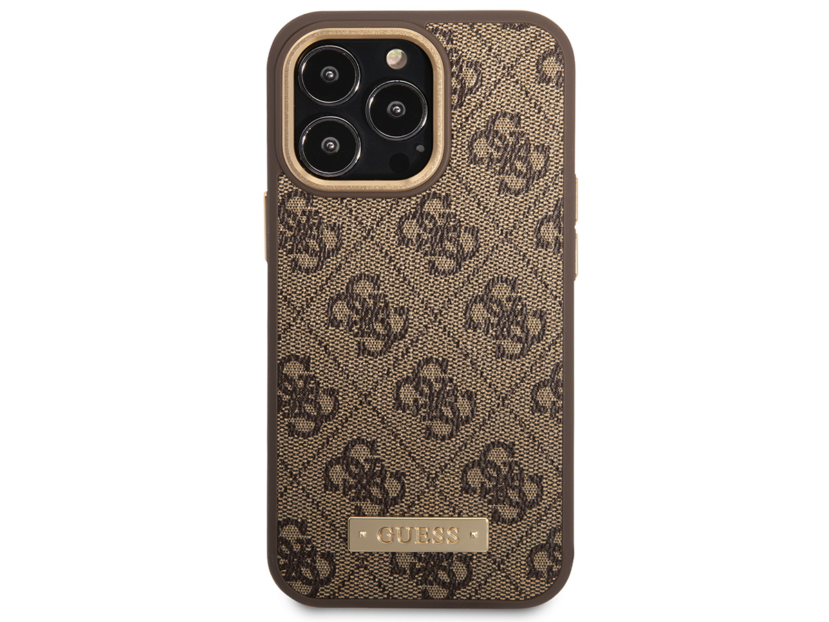 Guess 4G Monogram MagSafe Case Bruin - iPhone 14 Pro hoesje