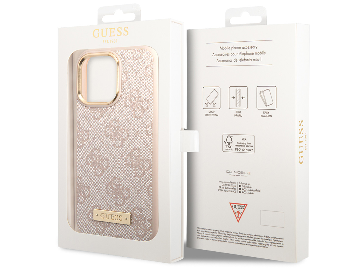 Guess 4G Monogram MagSafe Case Roze - iPhone 14 Pro hoesje