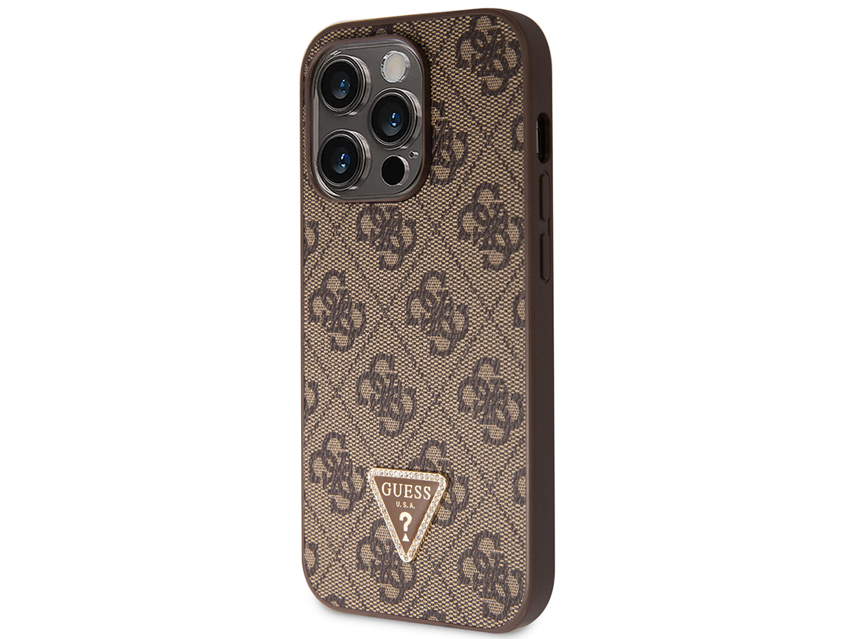 Guess 4G Monogram Necklace Case Bruin - iPhone 14 Pro hoesje