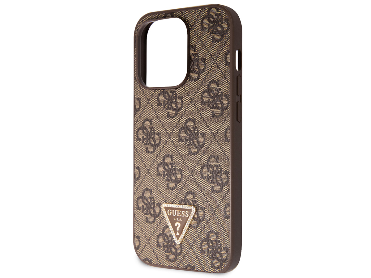 Guess 4G Monogram Necklace Case Bruin - iPhone 14 Pro hoesje