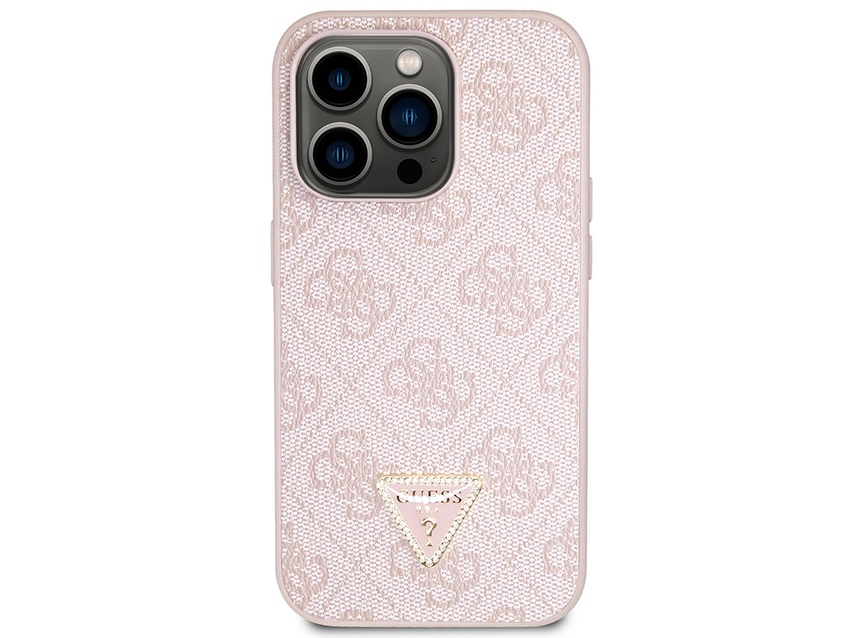 Guess 4G Monogram Necklace Case Roze - iPhone 14 Pro hoesje