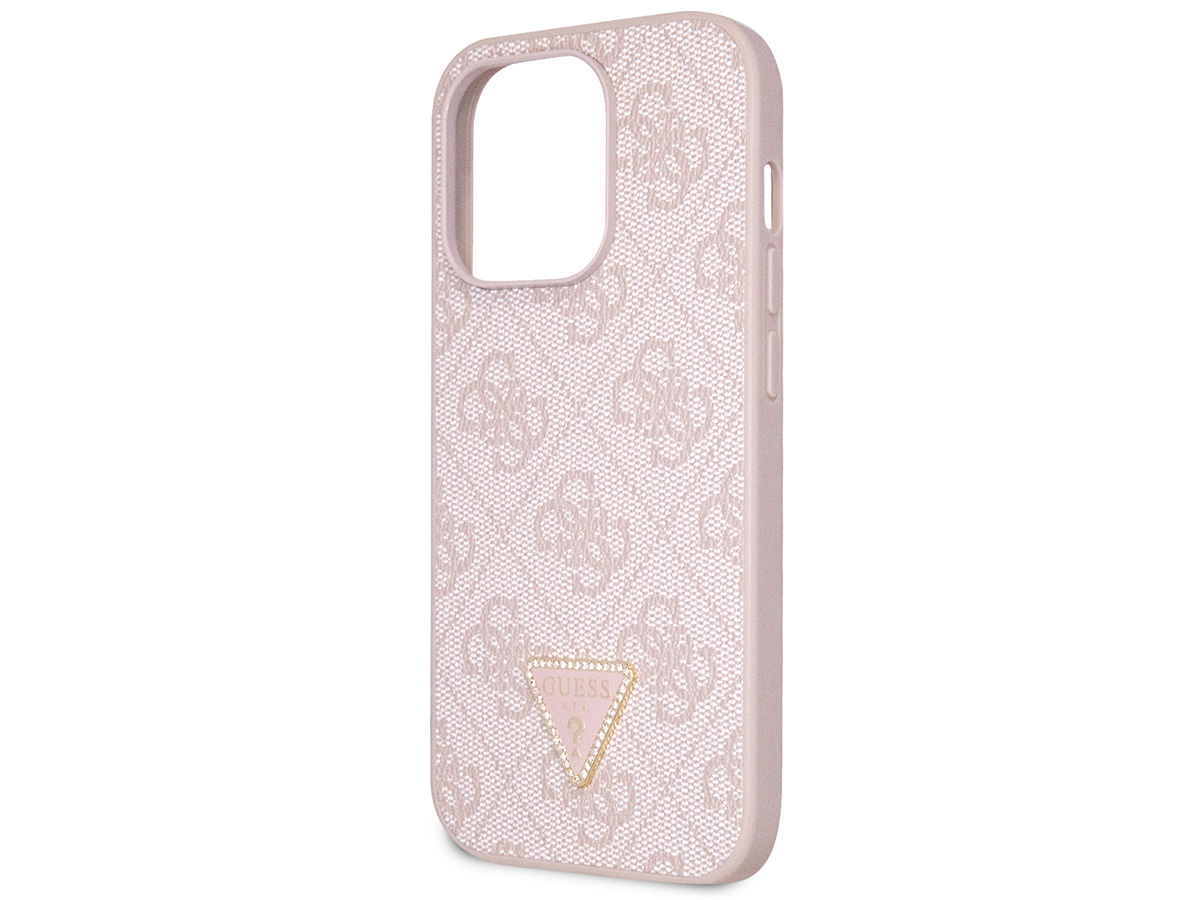 Guess 4G Monogram Necklace Case Roze - iPhone 14 Pro hoesje