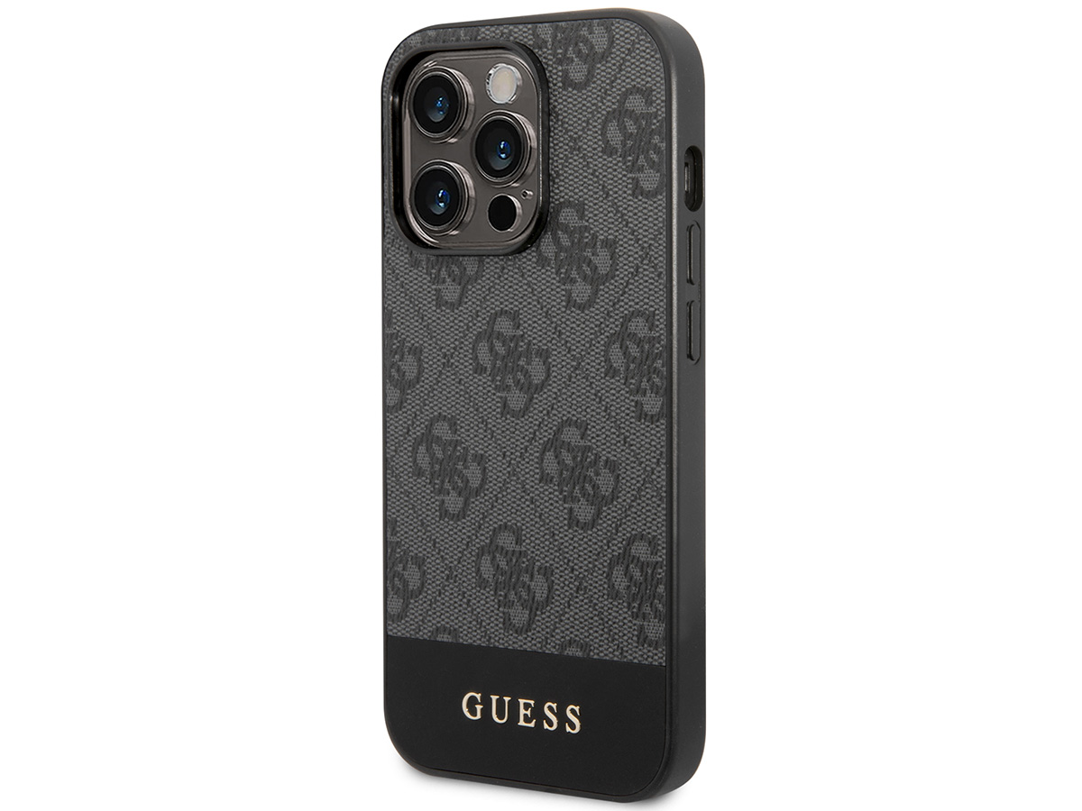 Guess 4G Monogram Stripe Case Grijs - iPhone 14 Pro hoesje