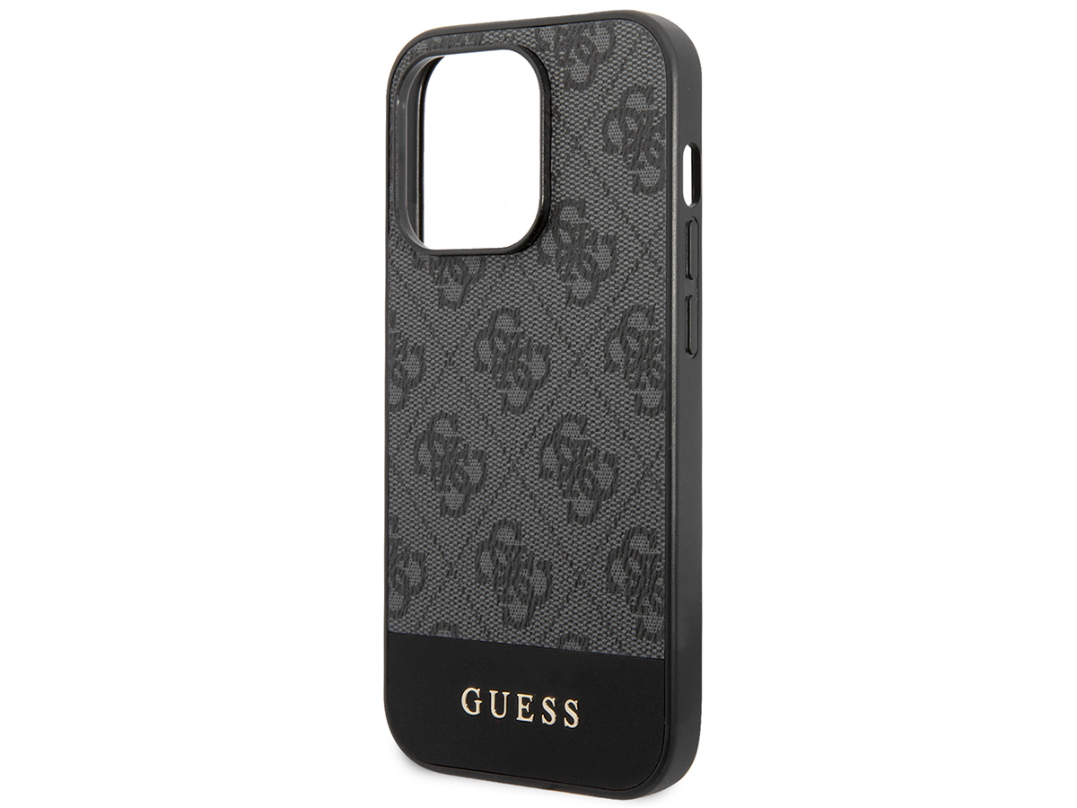 Guess 4G Monogram Stripe Case Grijs - iPhone 14 Pro hoesje