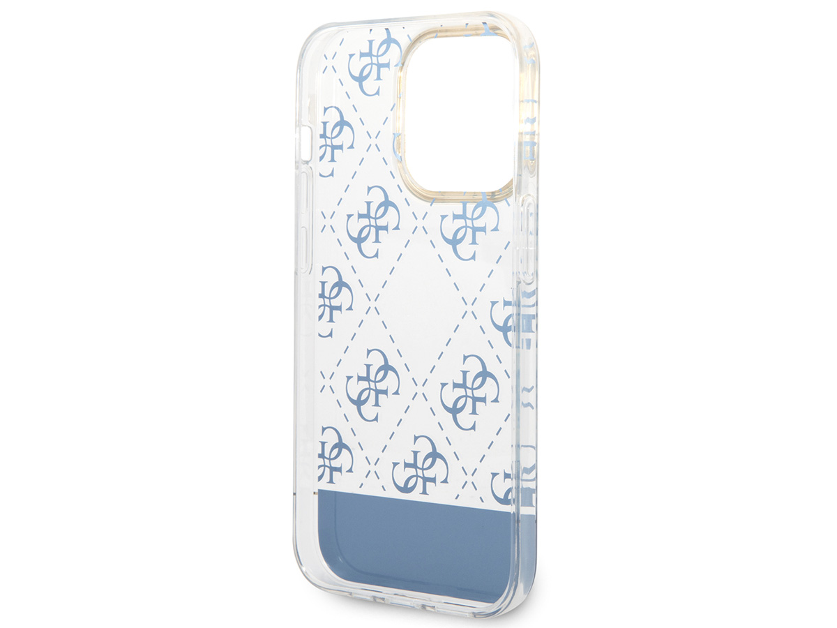 Guess 4G Monogram TPU Case Blauw - iPhone 14 Pro hoesje