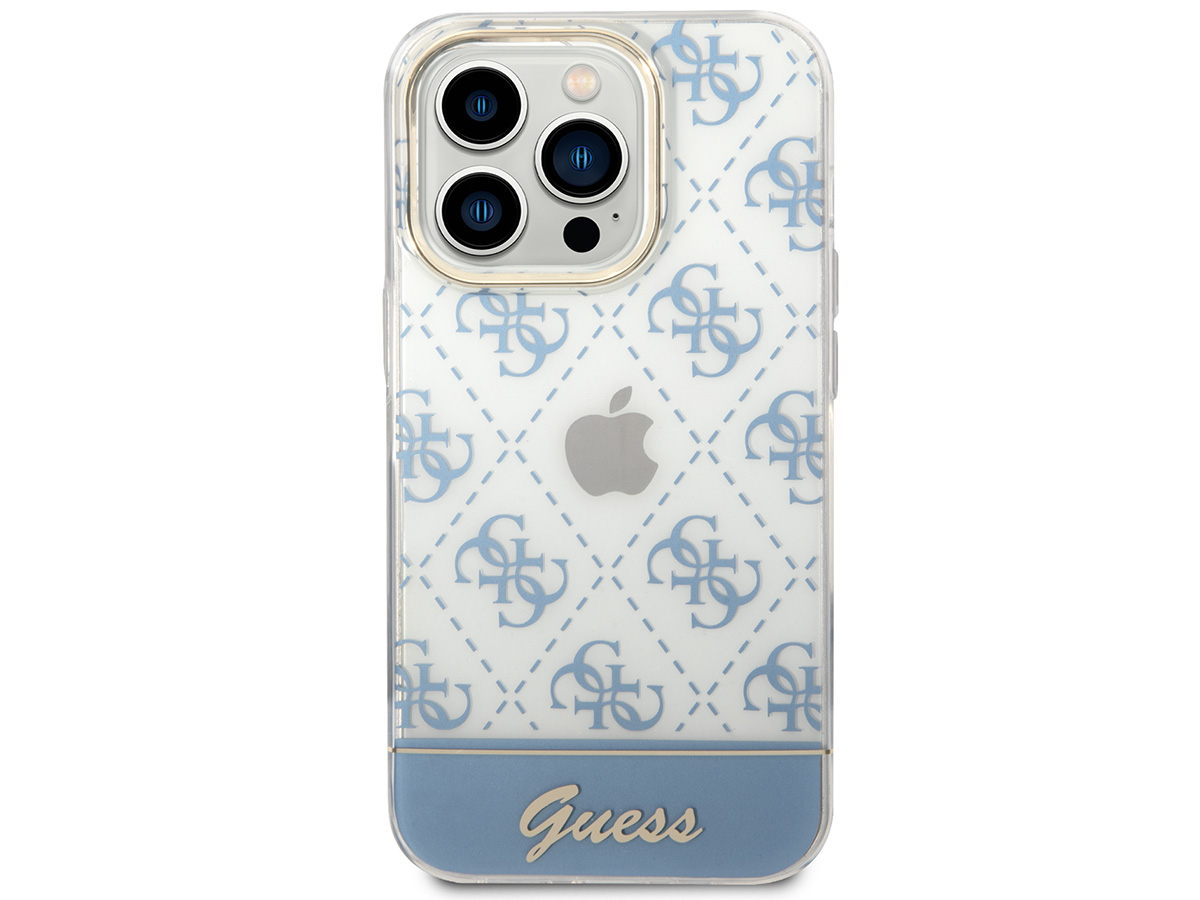 Guess 4G Monogram TPU Case Blauw - iPhone 14 Pro hoesje